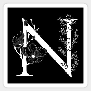 Letter N Monogram - Floral Initial Sticker